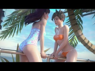 d va and tracer on vacation overwatch (animation w-sound) - big ass tits bbw pawg